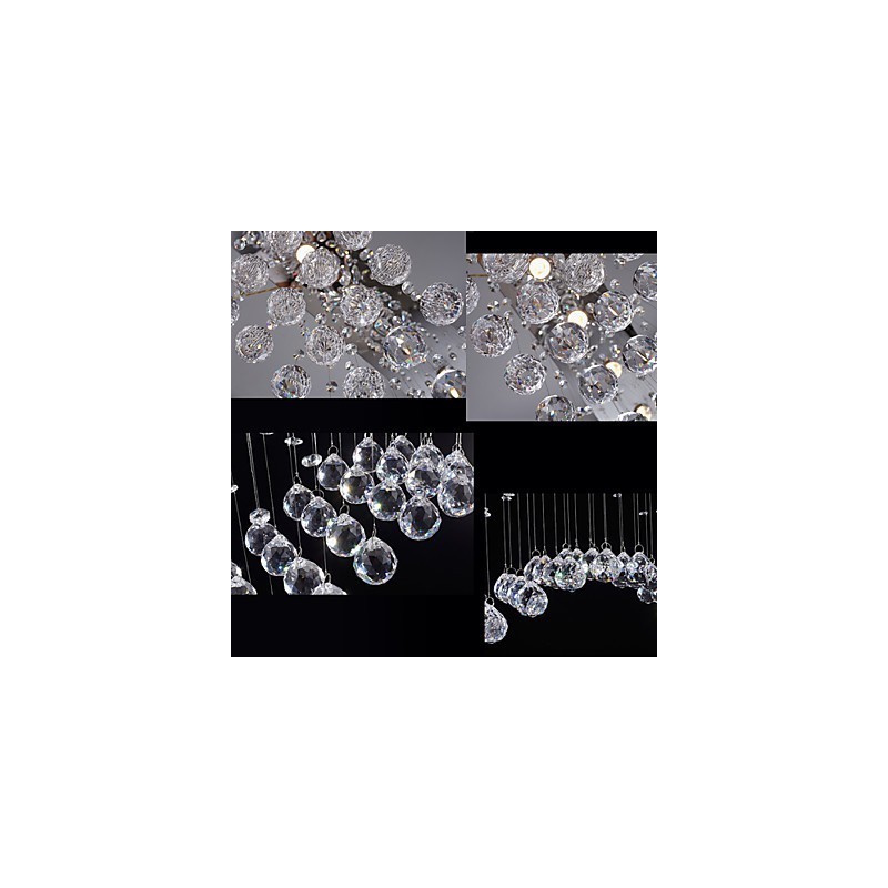Lámparas colgantes de cristal para techo, 8 luces, modernas y lujosas, con dosel plateado, K9, accesorios de cristal transparente.
