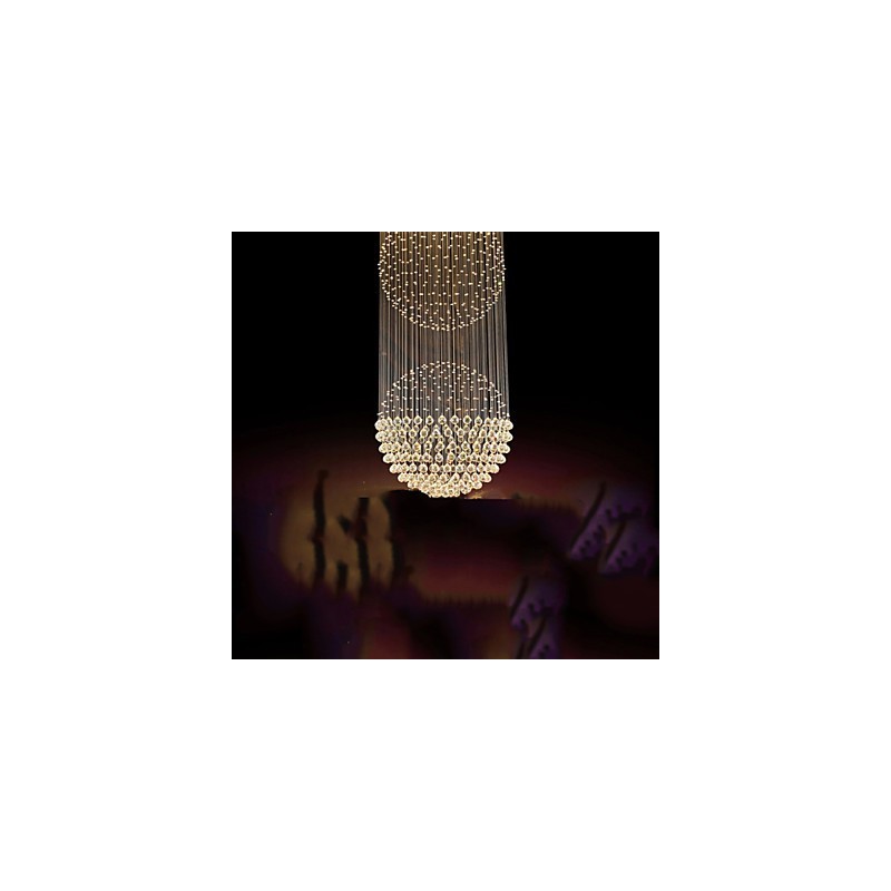 Lámpara colgante moderna de cristal de 12 luces con dosel plateado y globo de cristal transparente.