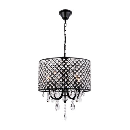 Lámpara de araña moderna contemporánea de cristal cromado con forma de tambor Lámpara de araña moderna contemporánea de cristal cromado con forma de tambor