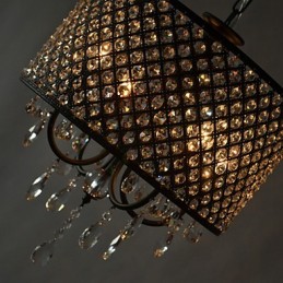 Lámpara de araña moderna contemporánea de cristal cromado con forma de tambor