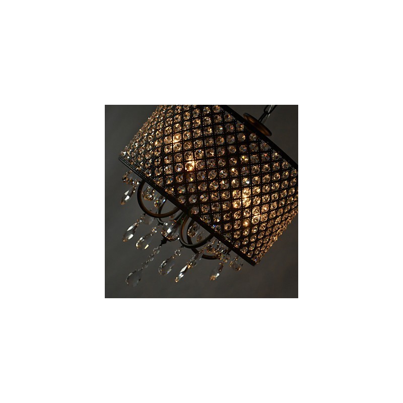 Lámpara de araña moderna contemporánea de cristal cromado con forma de tambor