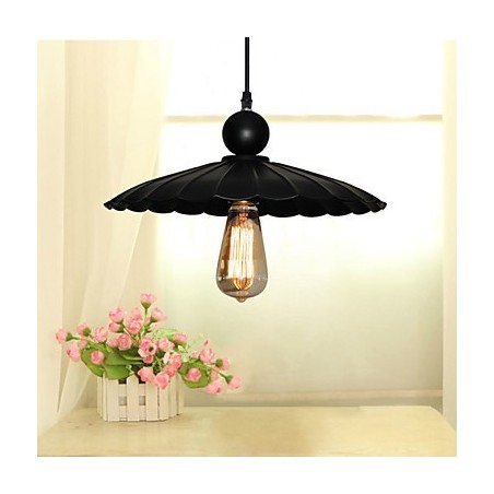 Lámpara colgante de metal estilo paraguas, estilo vintage, color negro, de tamaño mediano y una luz. Lámpara colgante de metal estilo paraguas, estilo vintage, color negro, de tamaño mediano y una luz.