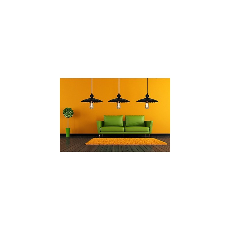 Lámpara colgante de metal estilo paraguas, estilo vintage, color negro, de tamaño mediano y una luz.
