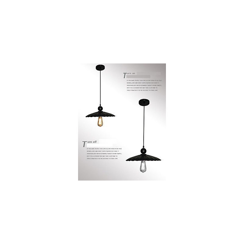 Lámpara colgante de metal estilo paraguas, estilo vintage, color negro, de tamaño mediano y una luz.