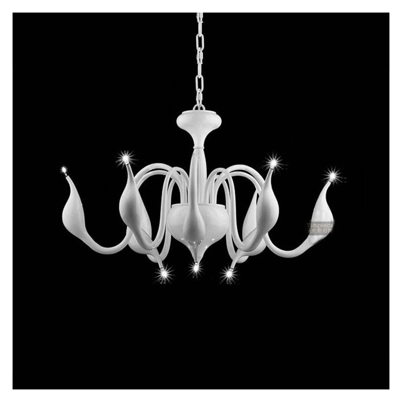 Lámpara de araña moderna contemporánea de metal galvanizado de 9 luces blancas