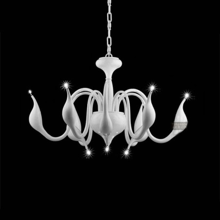 Lámpara de araña moderna contemporánea de metal galvanizado de 9 luces blancas Lámpara de araña moderna contemporánea de metal galvanizado de 9 luces blancas