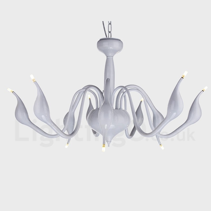 Lámpara de araña moderna contemporánea de metal galvanizado de 9 luces blancas