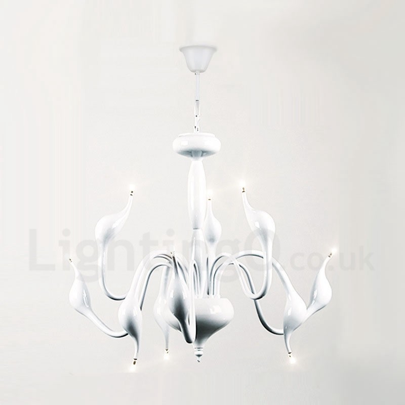 Lámpara de araña moderna contemporánea de metal galvanizado de 9 luces blancas