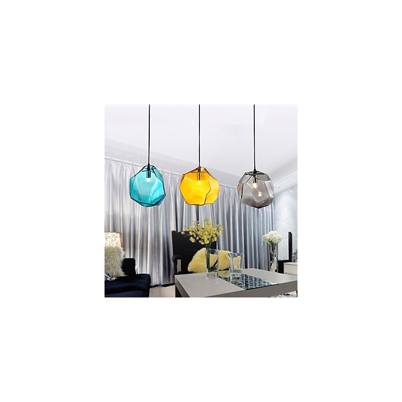 Lámpara colgante de 3 luces estilo italiano con acabado galvanizado transparente.