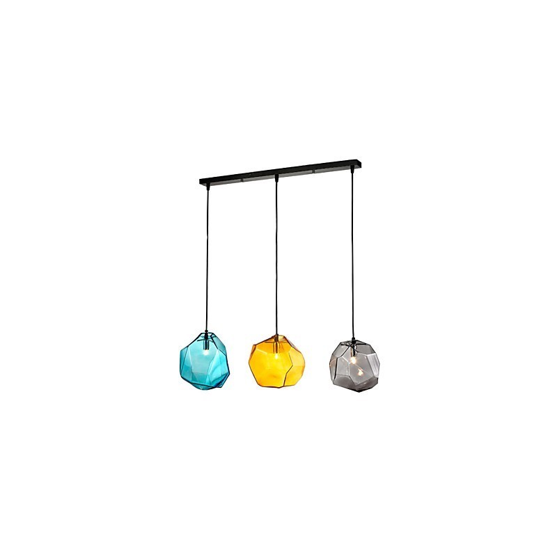 Lámpara colgante de 3 luces estilo italiano con acabado galvanizado transparente.