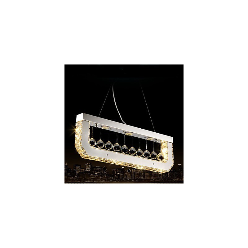 Lámpara colgante de cristal rectangular de luz amarilla