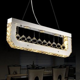 Lámpara colgante de cristal rectangular de luz amarilla