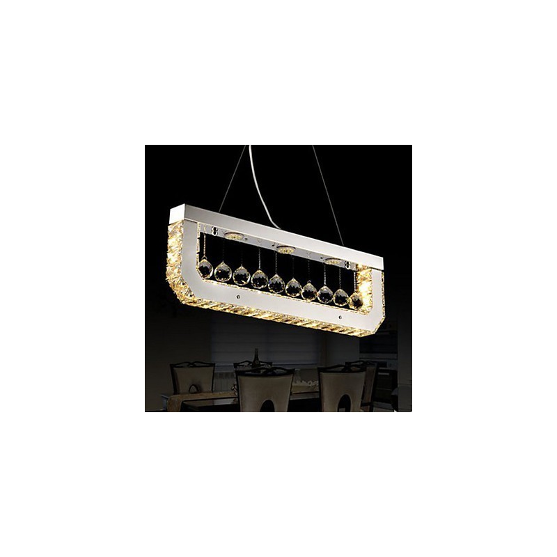 Lámpara colgante de cristal rectangular de luz amarilla