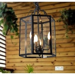 Lámpara colgante de metal con pintura estilo campestre, estilo retro, clásica, tradicional, para comedor