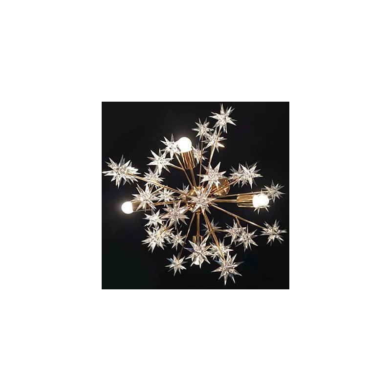 Lámpara colgante de hierro forjado con forma de bola y estrellas, chispa creativa