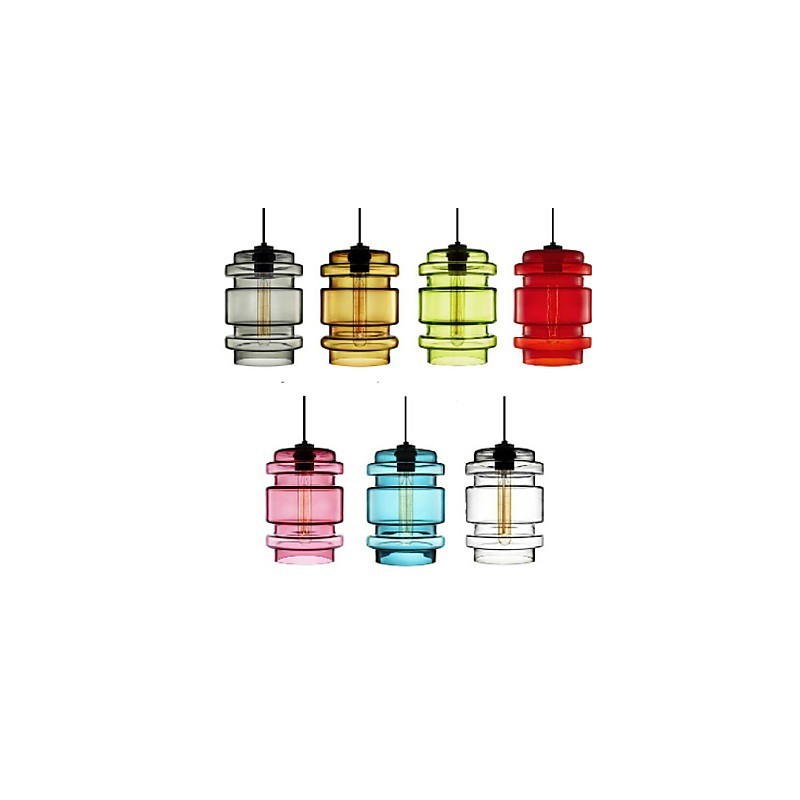 Lámpara de araña de cristal artístico de una sola cabeza, color caramelo, con pantalla de cristal (blanco, gris, amarillo, verde, rojo, rosa y azul)