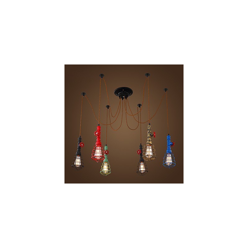 Lámpara colgante vintage de 6 luces con diseño de pipa de agua