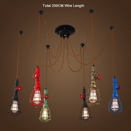 Lámpara colgante vintage de 6 luces con diseño de pipa de agua
