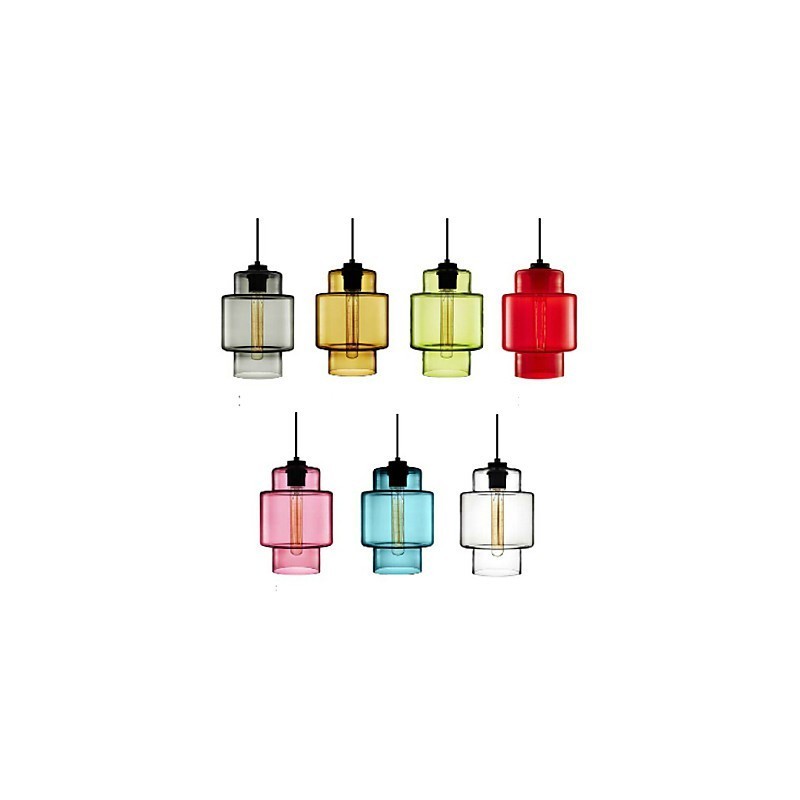 Lámpara colgante de cristal artístico de un solo cabezal con pantalla de cristal (gris, amarillo, verde, rojo, rosa, azul y blanco)