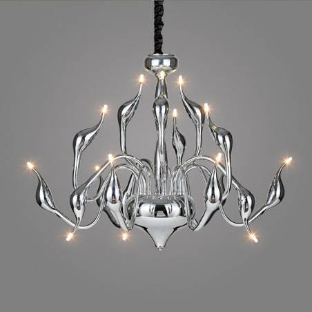 Lámpara de araña moderna contemporánea de metal cromado galvanizado y plateado de 15 luces Lámpara de araña moderna contemporánea de metal cromado galvanizado y plateado de 15 luces