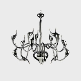 Lámpara de araña moderna contemporánea de metal cromado galvanizado y plateado de 15 luces