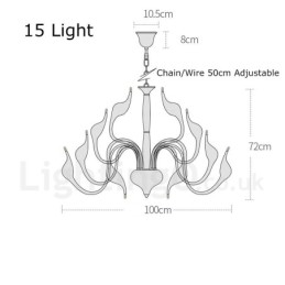 Lámpara de araña moderna contemporánea de metal cromado galvanizado y plateado de 15 luces