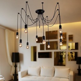 Lámpara colgante de 10 luces con diseño vintage y bombillas incluidas.