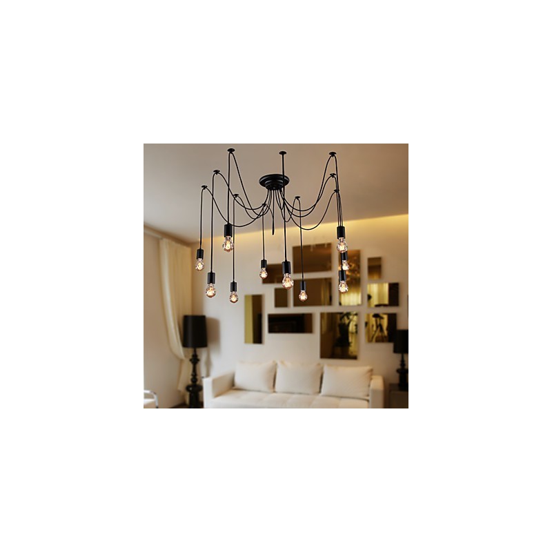 Lámpara colgante de 10 luces con diseño vintage y bombillas incluidas.