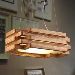 Lámpara colgante de bambú de madera estilo campestre moderno y contemporáneo