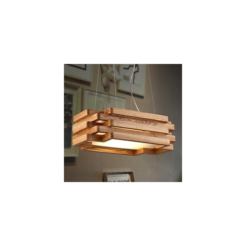 Lámpara colgante de bambú de madera estilo campestre moderno y contemporáneo