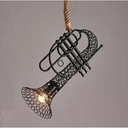 Lámpara de araña decorativa retro con encaje de cáñamo estilo country americano