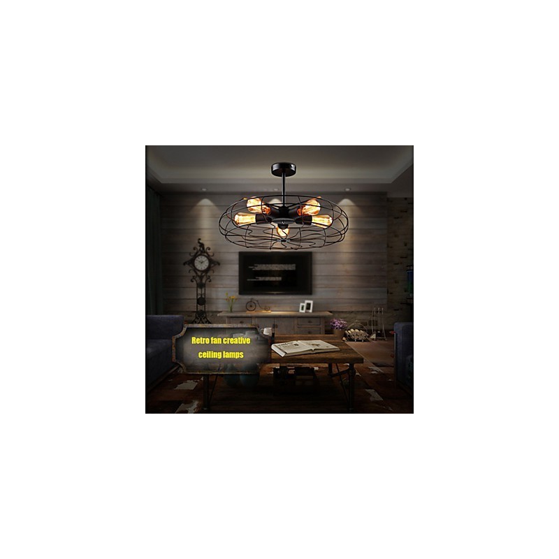 Lámpara colgante de ventilador de metal vintage industrial Steampunk lámpara de techo lámpara de araña