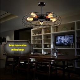 Lámpara colgante de ventilador de metal vintage industrial Steampunk lámpara de techo lámpara de araña