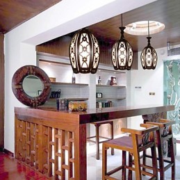 Lámpara colgante de comedor de madera creativa, contemporánea y contratada.