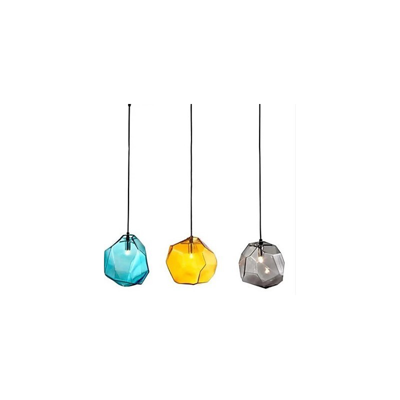 Lámpara colgante cromática de cristal de hielo con forma de diamante