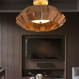 Lámpara colgante de bambú de madera, estilo campestre, contemporáneo y moderno.