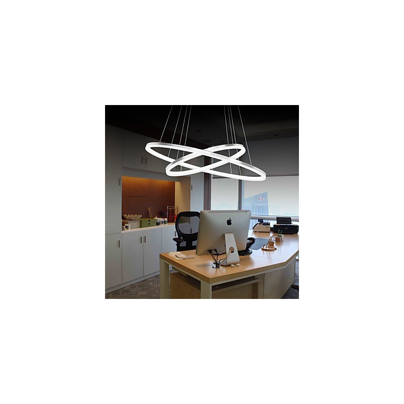 Lámpara colgante de diseño moderno con 4 anillos dobles de acrílico de alta calidad.