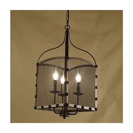 Lámpara de araña de hierro forjado estilo cafetería industrial retro con cubierta de red Lámpara de araña de hierro forjado estilo cafetería industrial retro con cubierta de red