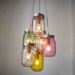Lámpara de tres luces colgantes de cristal con forma de botella de los deseos para niños