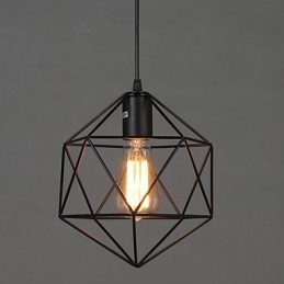 Lámpara colgante de hierro forjado con líneas geométricas y diamantes, moderna y contemporánea