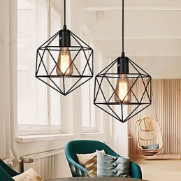 Lámpara colgante de hierro forjado con líneas geométricas y diamantes, moderna y contemporánea