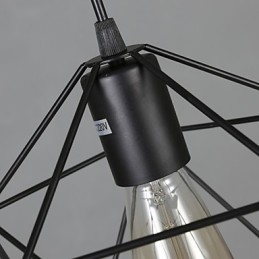 Lámpara colgante de hierro forjado con líneas geométricas y diamantes, moderna y contemporánea