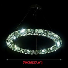 Lámpara colgante de cristal moderna de 70 cm de diámetro y tres lados, de cristal K9, para interiores.