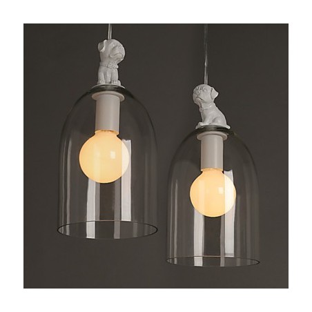 Lámpara colgante de cristal con forma de perro de dibujos animados de Taipei, estilo rural, individualidad, creativa y pequeña.