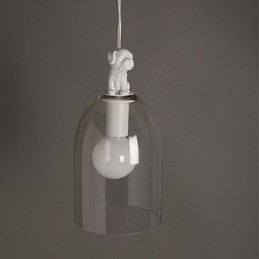 Lámpara colgante de cristal con forma de perro de dibujos animados de Taipei, estilo rural, individualidad, creativa y pequeña.