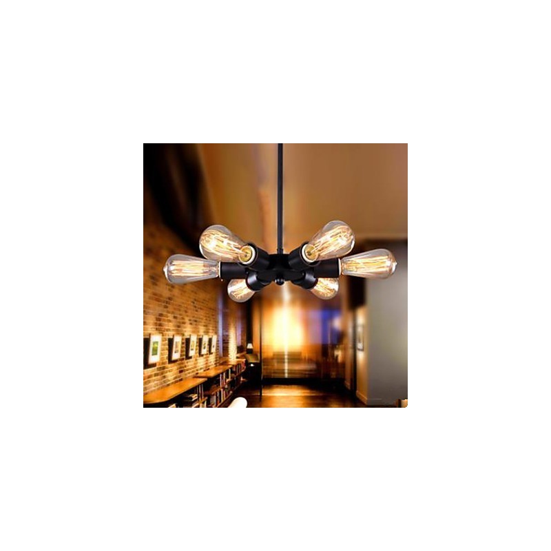 Lámpara colgante con forma de noria de seis cabezas de estilo industrial americano