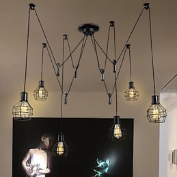 Lámpara colgante de metal de 6 luces de diseño rural
