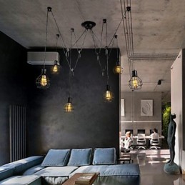 Lámpara colgante de metal de 6 luces de diseño rural