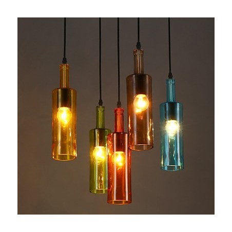 Lámpara colgante con forma de botella que restaura el color de la luz difusa y las formas antiguas Lámpara colgante con forma de botella que restaura el color de la luz difusa y las formas antiguas