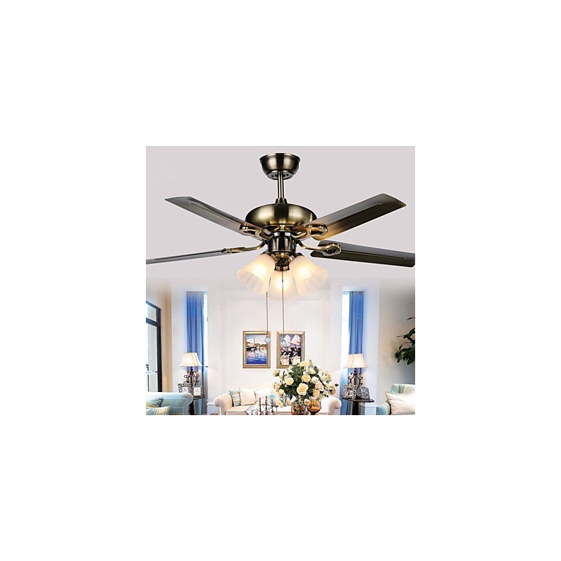 Ventiladores de techo Luxe Eco, modernos, con luz, aspas de 42 pulgadas y acabado en acero cepillado.